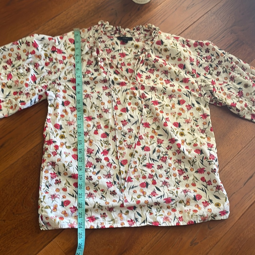 J.Crew Scalloped Tie Neck Vintage Top - Picture 7 of 9